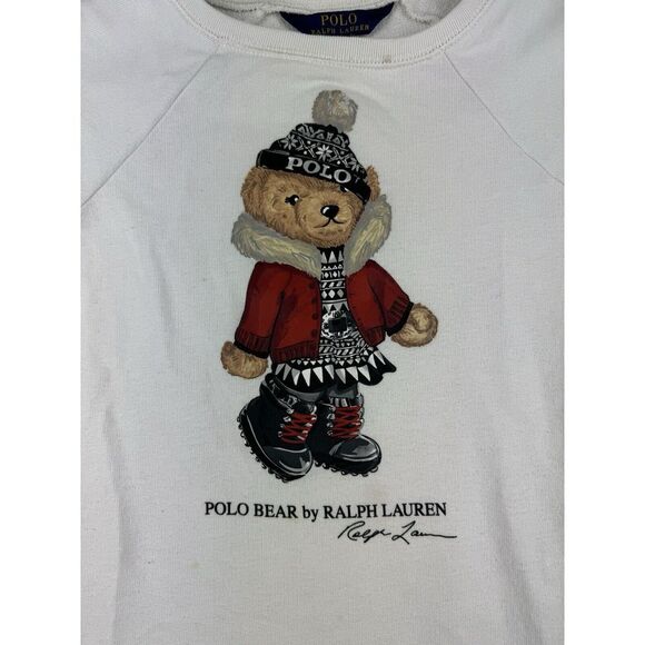 Polo Ralph Lauren Polo Bear Sweater Dress Girls Sz Small White Read - Picture 5 of 8